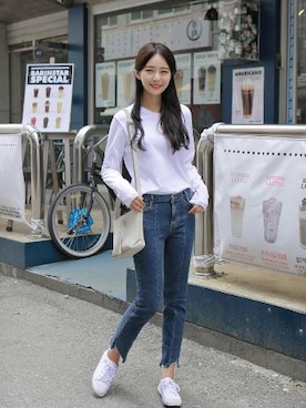 「ブルー」｜「アイテム（その他トップス）」を使った、GOGOSINGさん（レディース・162cm）の夏コーディネート