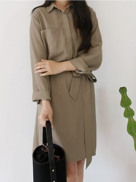 「シャツワンピース」｜GOGOSINGさん（レディース・163cm）の秋コーディネート