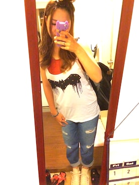 「H&M（エイチ・アンド・エム）のアイテム（タンクトップ、ホワイト系）」を使った、MeGさん（レディース・168cm）の夏コーディネート