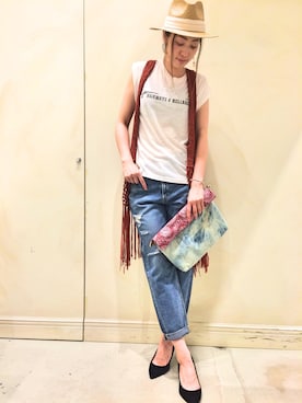 「ボーイフレンドデニム」｜A-yaさん（レディース・166cm）の夏コーディネート