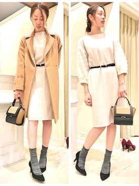 「アイテム（チェスターコート）」を使った、A-yaさん（レディース・166cm）の冬コーディネート