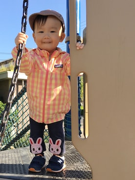 「1歳5ヶ月」｜「アイテム（ナイロンジャケット）」を使った、mee-tanさん（キッズ・80cm）の秋コーディネート