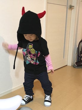 「ヒスミニ」｜「アイテム（その他）」を使った、mee-tanさん（キッズ・80cm）の秋コーディネート