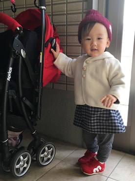 「お散歩」｜「アイテム（その他アウター）」を使った、mee-tanさん（キッズ・90cm）の冬コーディネート