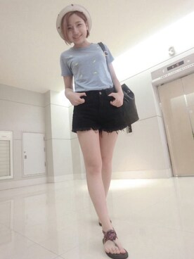 「sanuk（サヌーク）のアイテム（サンダル、パープル系）」を使った、Jia-Yuさん（レディース）の夏コーディネート