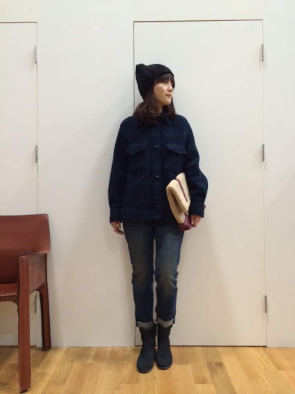 「MARANT ETOILEのタータンチェックジャケット（その他アウター、グリーン系）」を使った、ARTWORKさん（レディース・162cm）の冬コーディネートの1枚目の写真