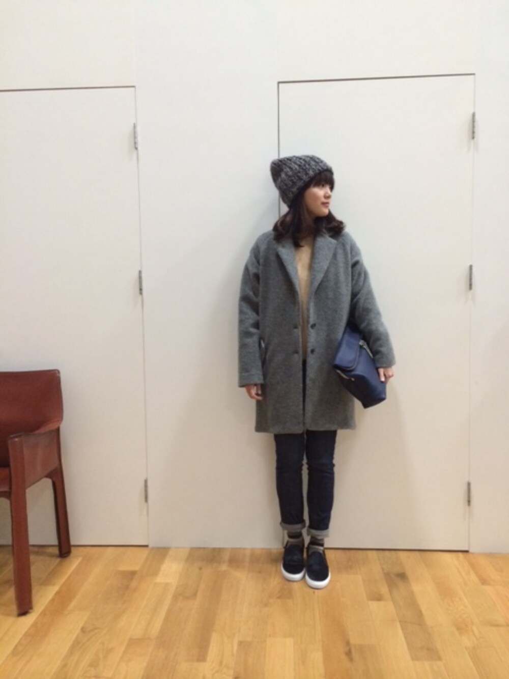 「RonHerman VINTAGEのボアコート（その他アウター、グレー系）」を使った、ARTWORKさん（レディース・162cm）の冬コーディネートの1枚目の写真