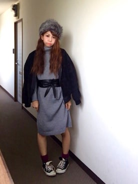 「サッシュベルト」｜「アイテム（MA-1）」を使った、akanenさん（レディース・157cm）の秋コーディネート