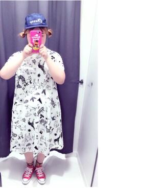 「NICE CLAUP（ナイスクラップ）のアイテム（キャップ）」を使った、kurage.wさん（レディース・166cm）の春コーディネート