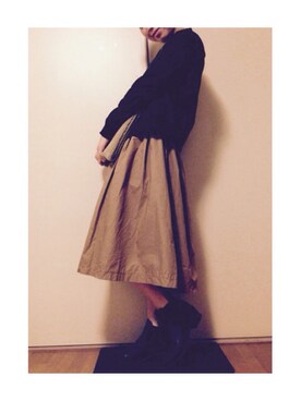「キャメルスカート」｜「アイテム（ブーツ）」を使った、hii*さん（レディース・160cm）の秋コーディネート