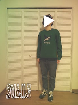 「CHUMS（チャムス）のアイテム（ニット/セーター）」を使った、ysak224さん（メンズ・170cm）の秋コーディネート