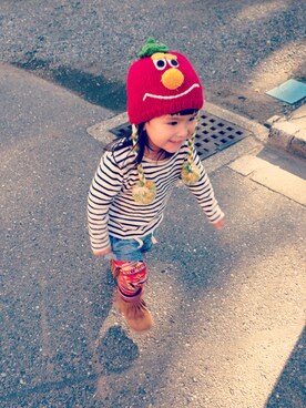 「かぼちゃパンツ（その他パンツ、ブルー系）」を使った、eriiι∞さん（キッズ）の春コーディネート