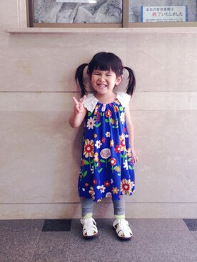 「西松屋のサンダル。（サンダル、ホワイト系）」を使った、eriiι∞さん（キッズ）の夏コーディネート