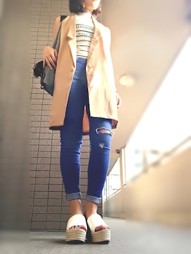 「通販」｜「アイテム（ジャケット/アウター）」を使った、Payashiさん（レディース・158cm）の夏コーディネート