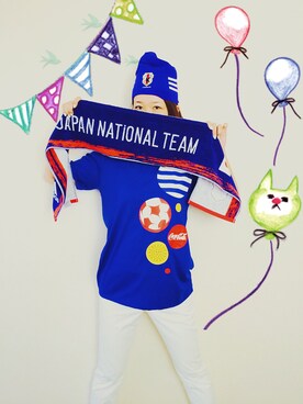 「ジャパンブルー」｜「アイテム（ニットキャップ/ビーニー）」を使った、shocoさん（レディース・169cm）の夏コーディネート