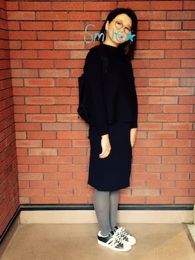 「アイテム（メガネ、ブルー系）」を使った、shocoさん（レディース・169cm）の秋コーディネート