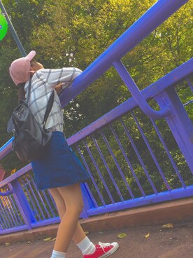 「WEGO（ウィゴー）のWEGO/フェイクスエードLOWキャップ（キャップ、ピンク系）」を使った、さやさん（レディース）の秋コーディネート
