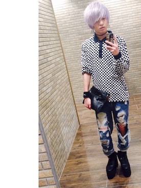 「アイテム（ポロシャツ）」を使った、yasuさん（メンズ・176cm・10代）の春コーディネート