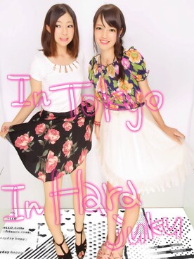 「Skinny Lipのアイテム（Skirt、ブラック系）」を使った、中村さん（レディース・160cm）の夏コーディネート