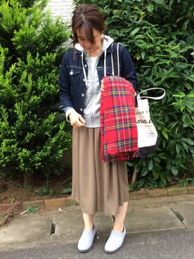 「techichiのアイテム（その他パンツ、グリーン系）」を使った、yuさん（レディース・156cm）の秋コーディネート