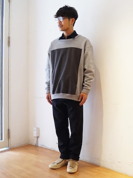 「my beautiful landlet（マイビューティフルランドレット）のアイテム（スウェット）」を使った、ilkさん（メンズ・164cm）の夏コーディネート