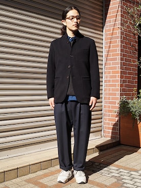 「アイテム（ノーカラージャケット）」を使った、ilkさん（メンズ・174cm）の冬コーディネート