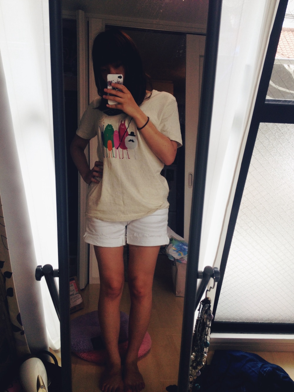 「アクティブ」｜「Design Tshirts Store graniphのアイテム（Tシャツ/カットソー、ベージュ系）」を使った、みきをさん（レディース・156cm）の夏コーディネートの1枚目の写真