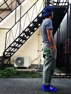 「1sin（イッシン）のアイテム（キャップ）」を使った、minimaljpさん（メンズ・173cm）の夏コーディネート