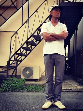 「1sin（イッシン）のアイテム（キャップ）」を使った、minimaljpさん（メンズ・173cm）の夏コーディネート