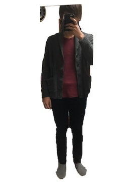 「GU（ジーユー）のアイテム（カーディガン/ボレロ、グレー系）」を使った、ひろさん（メンズ・181cm）の秋コーディネート