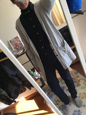 「WEGO（ウィゴー）のアイテム（カーディガン/ボレロ、グレー系）」を使った、ひろさん（メンズ・181cm）の秋コーディネート