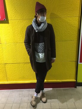 「GLOBAL WORK（グローバルワーク）のアイテム（ニット/セーター、ホワイト系）」を使った、ひろさん（メンズ・181cm）の冬コーディネート