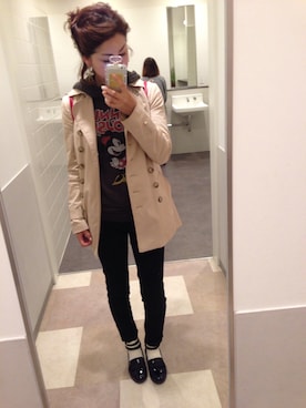 「トレンチ」｜「アイテム（スウェット）」を使った、ashu♡さん（レディース・167cm）の春コーディネート