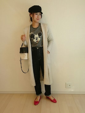 「ミッキーT」｜「アイテム（その他アウター）」を使った、むらっちさん（レディース・163cm）の冬コーディネート