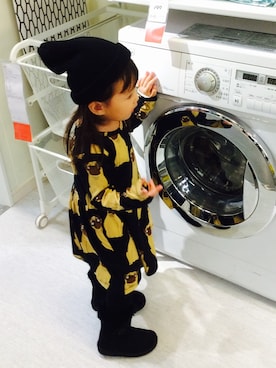 「Mini Rodini（ミニロディーニ）のアイテム（ワンピース/ドレス）」を使った、fukoさん（キッズ・90cm）の秋コーディネート