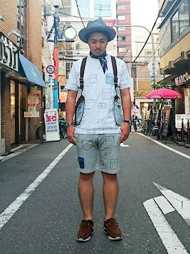 「ポケットＴシャツ」｜みなみせんばさん（メンズ・175cm）の夏コーディネート