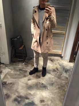 「アイテム（トレンチコート）」を使った、sandbeige さん（メンズ・174cm・20代）の秋コーディネート