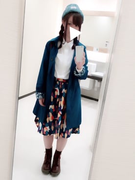 「アイテム（ステンカラーコート）」を使った、丘山さん（レディース・160cm・10代）の冬コーディネート