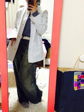 「MARTIN MARGIELA（マルタンマルジェラ）のアイテム（ノーカラージャケット）」を使った、junri さん（レディース・153cm）の春コーディネート