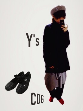 「tricot COMME des GARCONS（トリココムデギャルソン）のアイテム（パンプス）」を使った、junri さん（レディース・153cm）の冬コーディネート