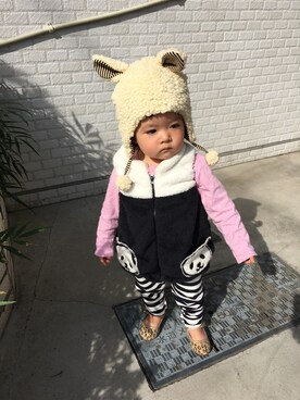 「パンダさん」｜Suitoさん（キッズ・70cm）の秋コーディネート