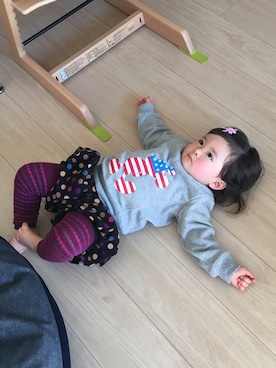 「フユコーデ」｜「アイテム（スウェット）」を使った、Suitoさん（キッズ・70cm）の冬コーディネート