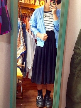 「Old adidas（オールドアディダス）のアイテム（ジャケット/アウター）」を使った、しめちゃんさん（レディース・160cm）の秋コーディネート