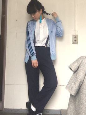 「Old adidas（オールドアディダス）のアイテム（ジャケット/アウター）」を使った、しめちゃんさん（レディース・160cm）の冬コーディネート