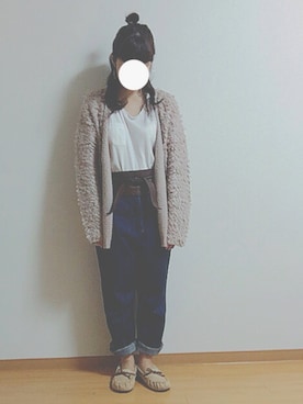 「w closet」｜「アイテム（モカシン/デッキシューズ）」を使った、きゃわさん（レディース・155cm）の秋コーディネート