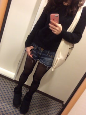 「黒ニット」｜yukiさん（レディース・156cm）の冬コーディネート