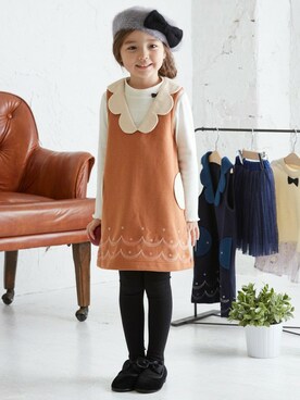 「apres les cours（アプレレクール）のアイテム（ジャンパースカート）」を使った、F.O.OnlineStoreさん（キッズ・110cm）の秋コーディネート