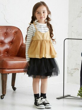 「apres les cours（アプレレクール）のアイテム（スカート）」を使った、F.O.OnlineStoreさん（キッズ・110cm）の秋コーディネート