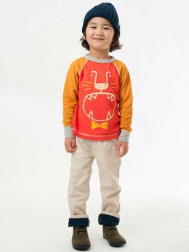 「apres les cours（アプレレクール）のアイテム（ニットキャップ/ビーニー）」を使った、F.O.OnlineStoreさん（キッズ・110cm）の秋コーディネート
