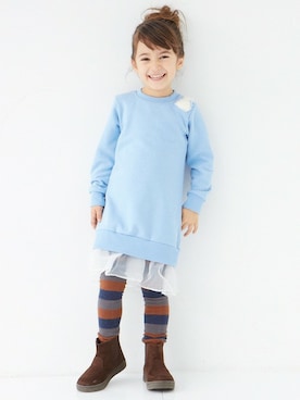 「apres les cours（アプレレクール）のアイテム（ブーツ）」を使った、F.O.OnlineStoreさん（キッズ・110cm）の秋コーディネート